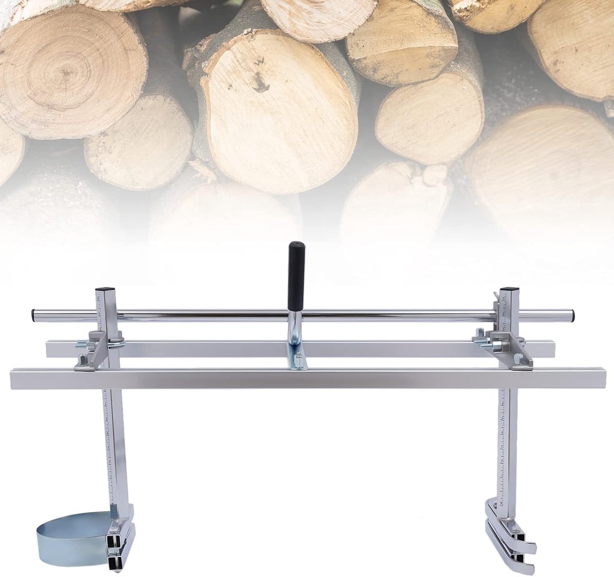 Mobiele Houtzaagmolen - Zaaghulp Kettingzaag - Hout Verwerken - Verstelbaar 35-91cm - 91x32x45cm - Zilver