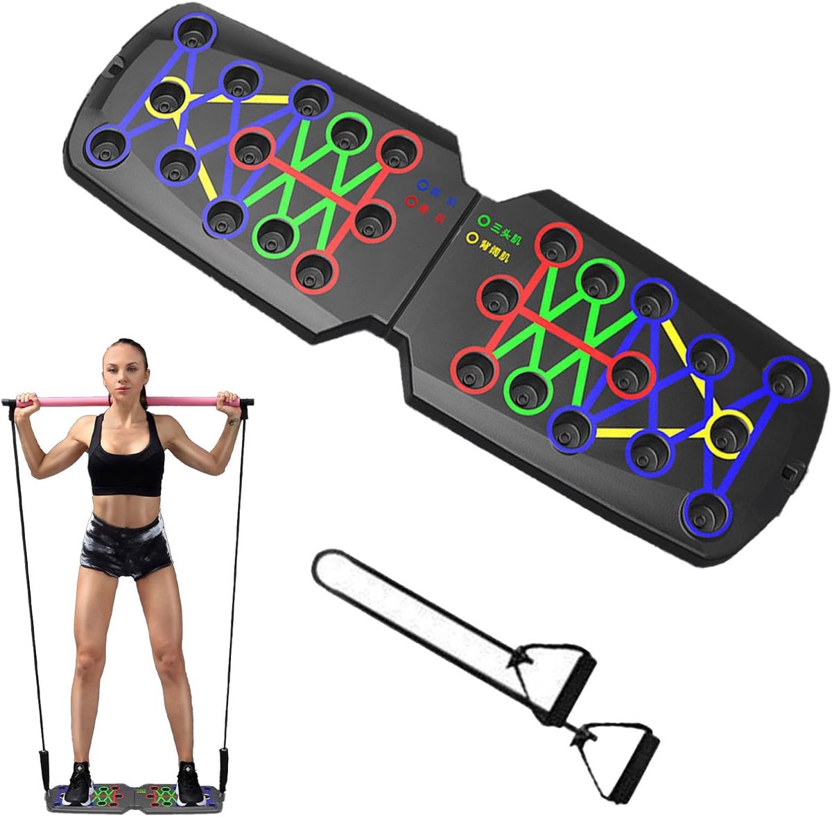 Pushup Trainingsbord - Fitness Apparatuur - Thuistraining Kracht - Automatische Bankfunctie - 62x18.5x10.5cm - Meerdere kleuren