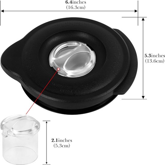 Blender Deksel Vervanging - Reserve Onderdeel - Veilig Mixen - Exacte Pasvorm - 16.3 x 13.6 cm - Zwart van Merkloos — afbeelding 2