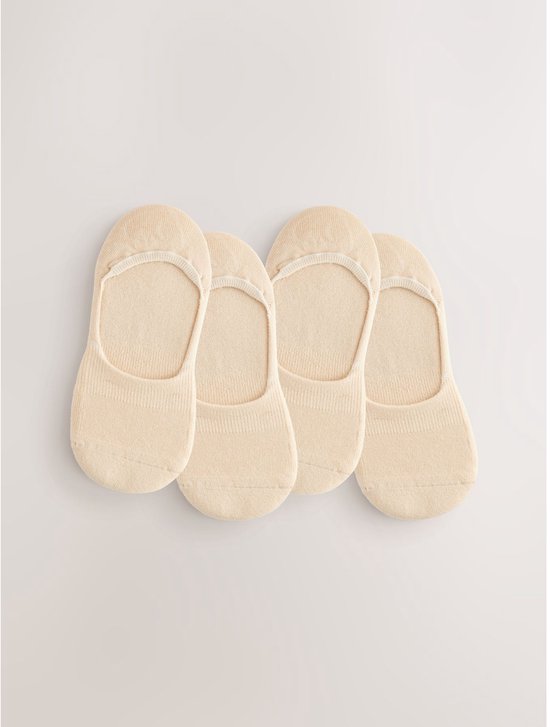 Set van 4 paar beige onzichtbare sokken, licht van kleur.