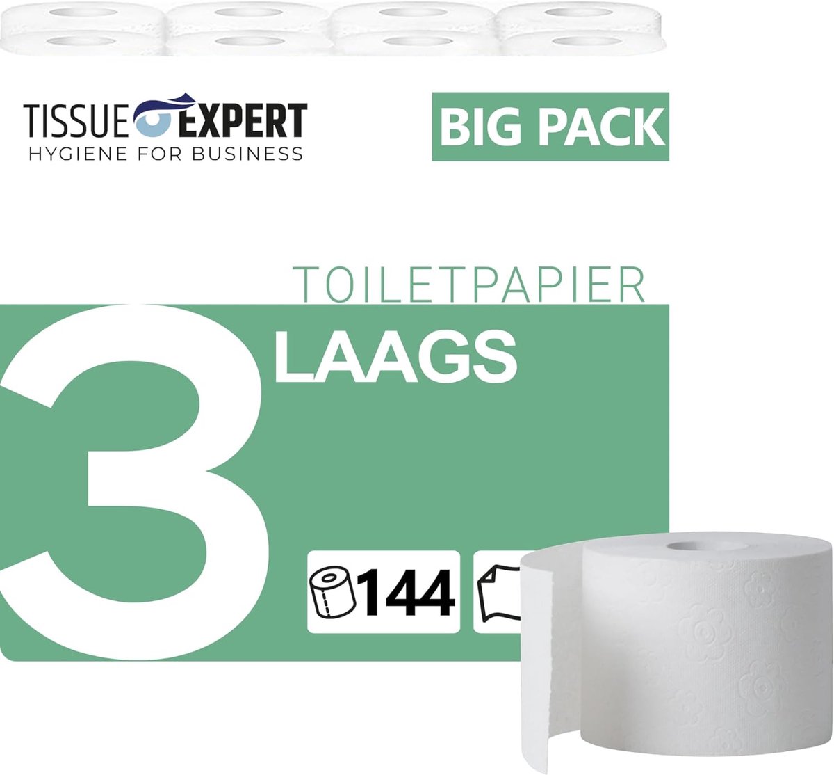 Toiletpapier 3-laags - Zacht WC papier - Grootverbruik Hygiëne - 100% Gerecycled Papier - 144 Rollen