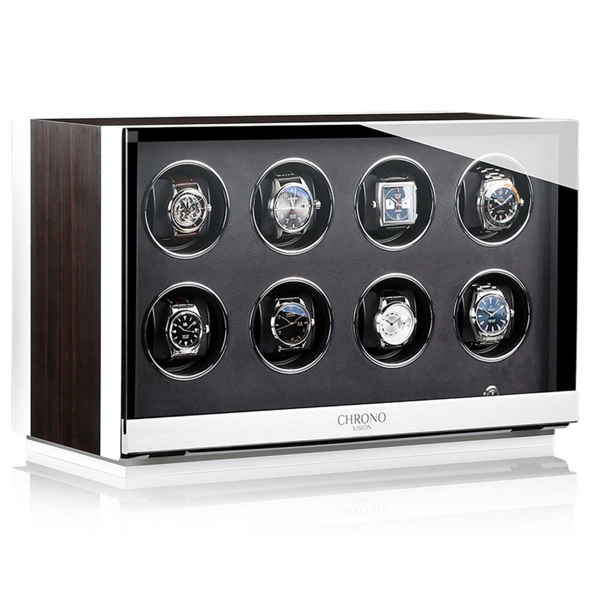 Chronovision - 70050-153.18.12 - Horlogeopwinder - voor 8 horloges - wit-ebbenhouten satijnen afwerking - Ambiance VIII