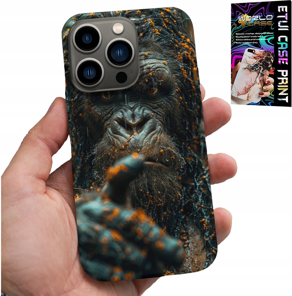 HOESJE VOOR IPHONE 14 PRO - AAP, AAP, GORILLA, DIEREN + GLAS
