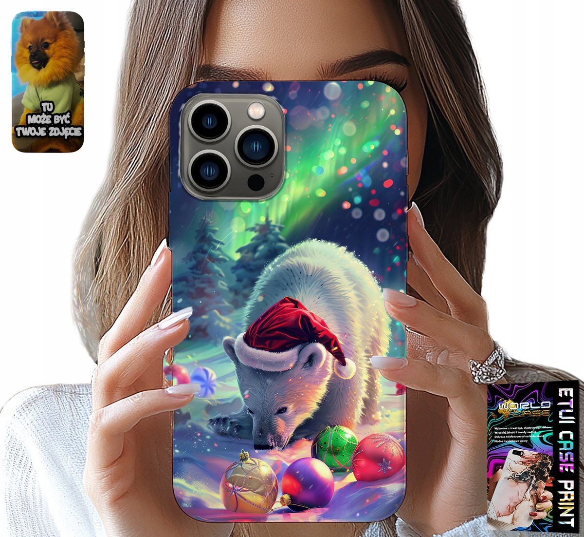 HOESJE VOOR IPHONE 13 PRO - HOESJE MET KERSTBEREN EN FOLIE