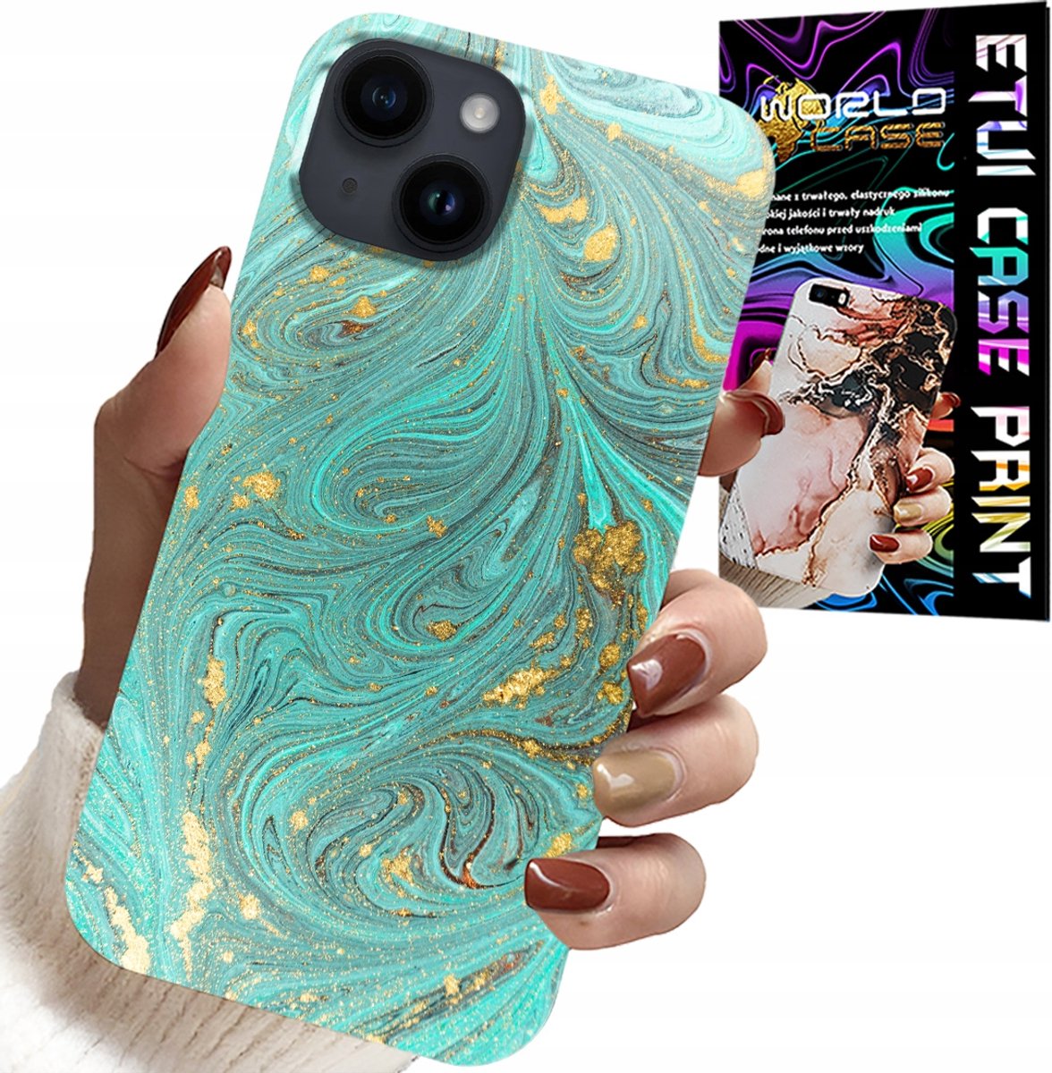iPhone 14 Plus hoesje - marmerpatroon + gehard glas