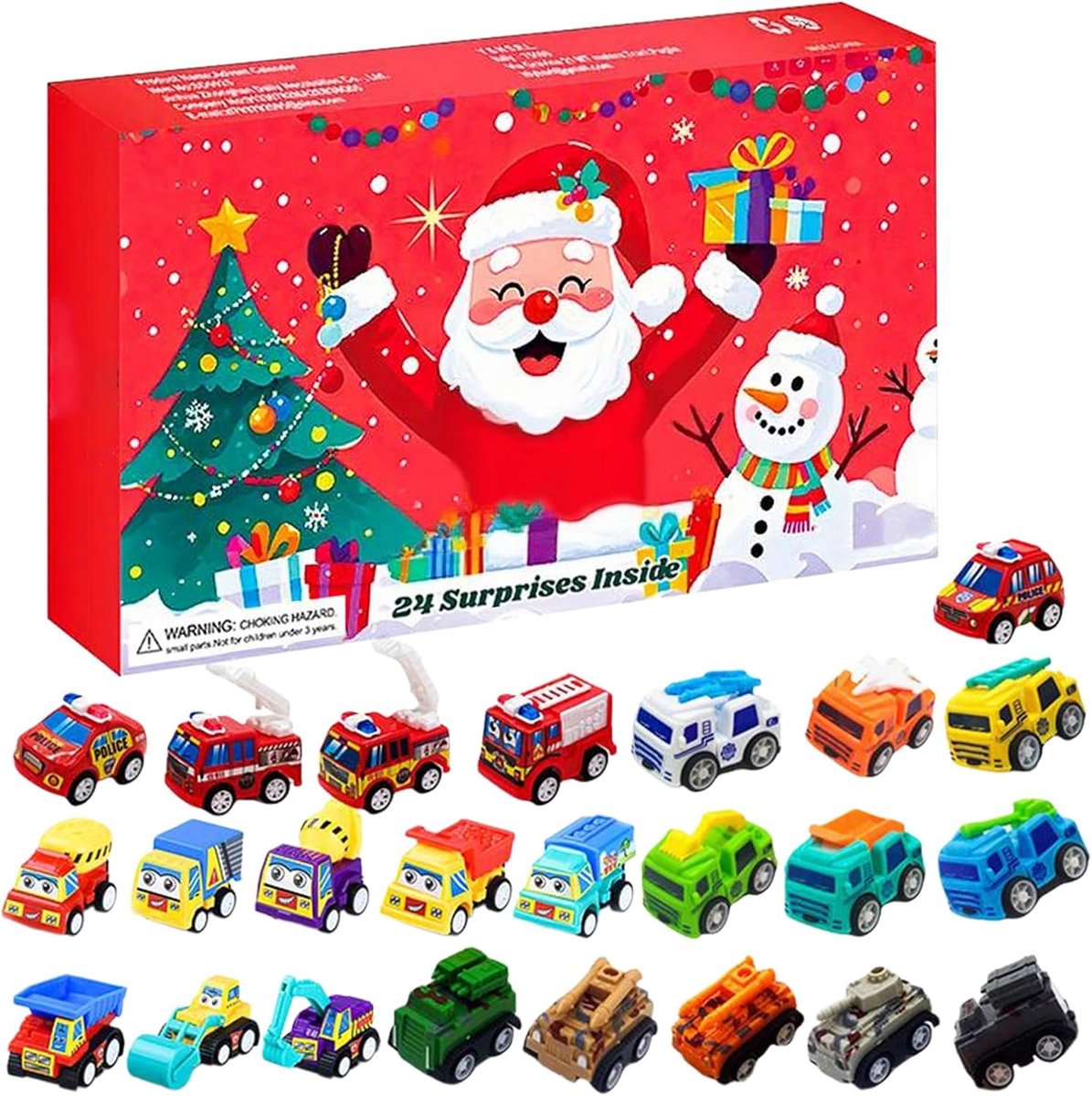 Adventskalender Speelgoed - Feestelijk Verrassingspakket - Kerstmis Countdown - 24 Bouwvoertuigen - 376 x 227 cm
