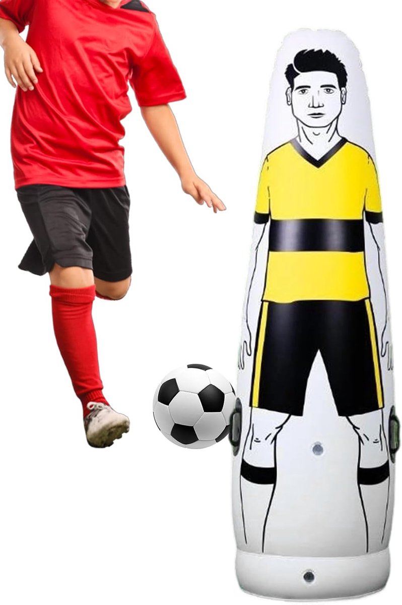 Voetbal Verdediger Muur - Behendigheidstrainer Pop - Trainen Voetbalvaardigheden - Snel Opblaasbaar PVC - 160 cm - Geel