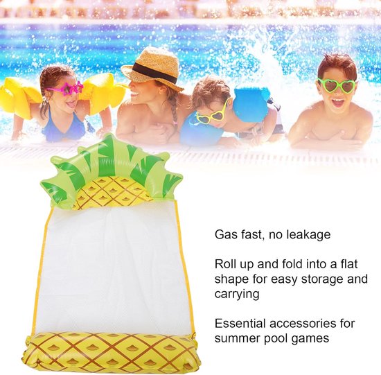 Waterhangmat Zwemligstoel - Opblaasbaar Vlot - Ontspannen in Water - Milieuvriendelijk PVC Materiaal - 146 x 68 cm - Ananas Patroon — afbeelding 2