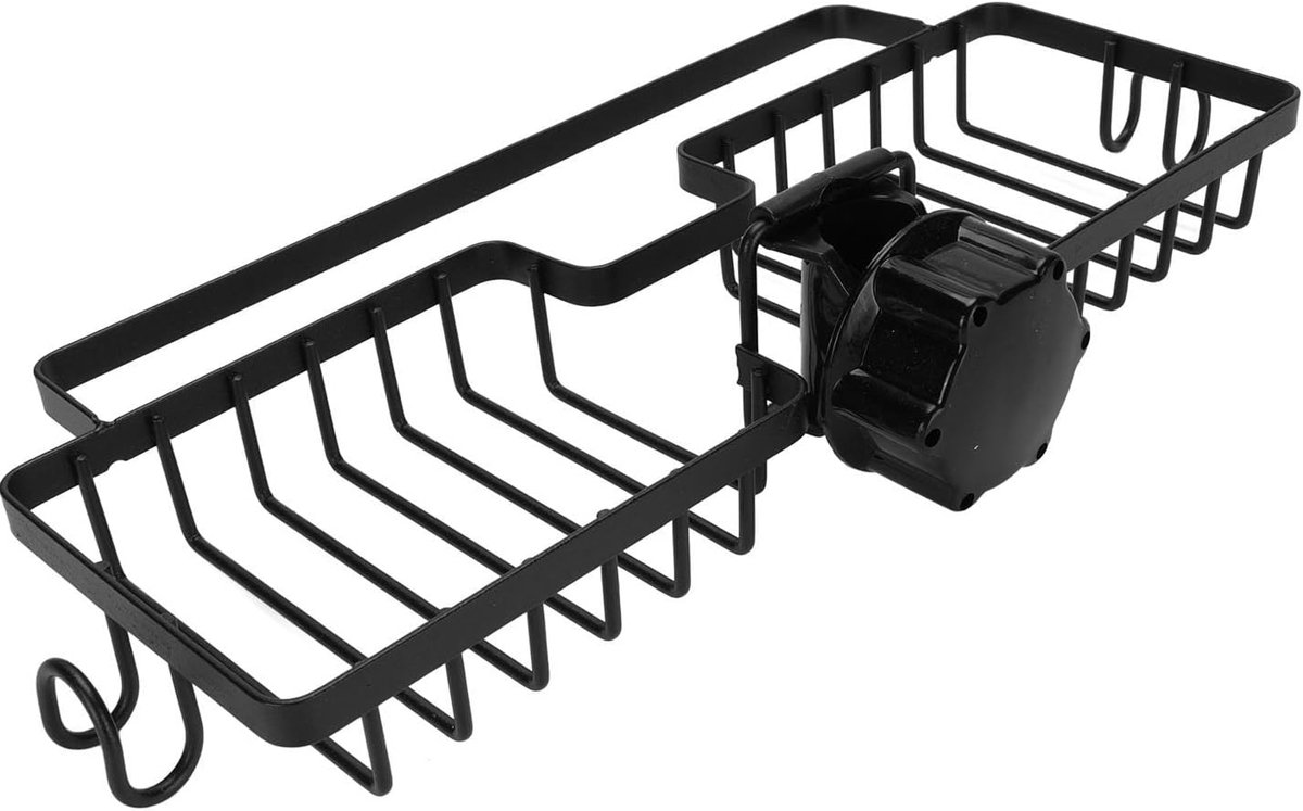 Keuken Organizer - Gootsteen Caddy - Ruimte Besparen - Dubbele Manden - 37x17x7 cm - Zwart