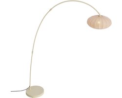 QAZQA bida - Japandi Booglamp | Vloerlamp | Staande Lamp - 1 lichts - H 185 cm - Beige - Woonkamer