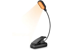 imoshion LED Leeslamp – Leeslampje voor Boek met Klem – Klemlamp met 5 Lichtstanden – Oplaadbaar Leeslampje voor in Bed – Zwart