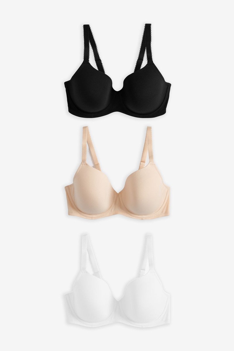 Next - Dames - DD+ ultiem comfort beha's van katoenmix verpakking van 3 - Zwart