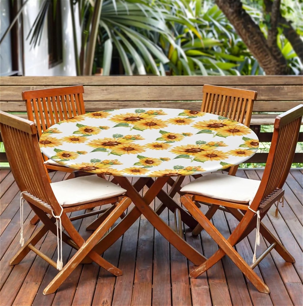 Rond Tafelkleed - Beschermhoes - Buiten Eten - Elastische Rand - 150 cm Diameter - Zonnebloem