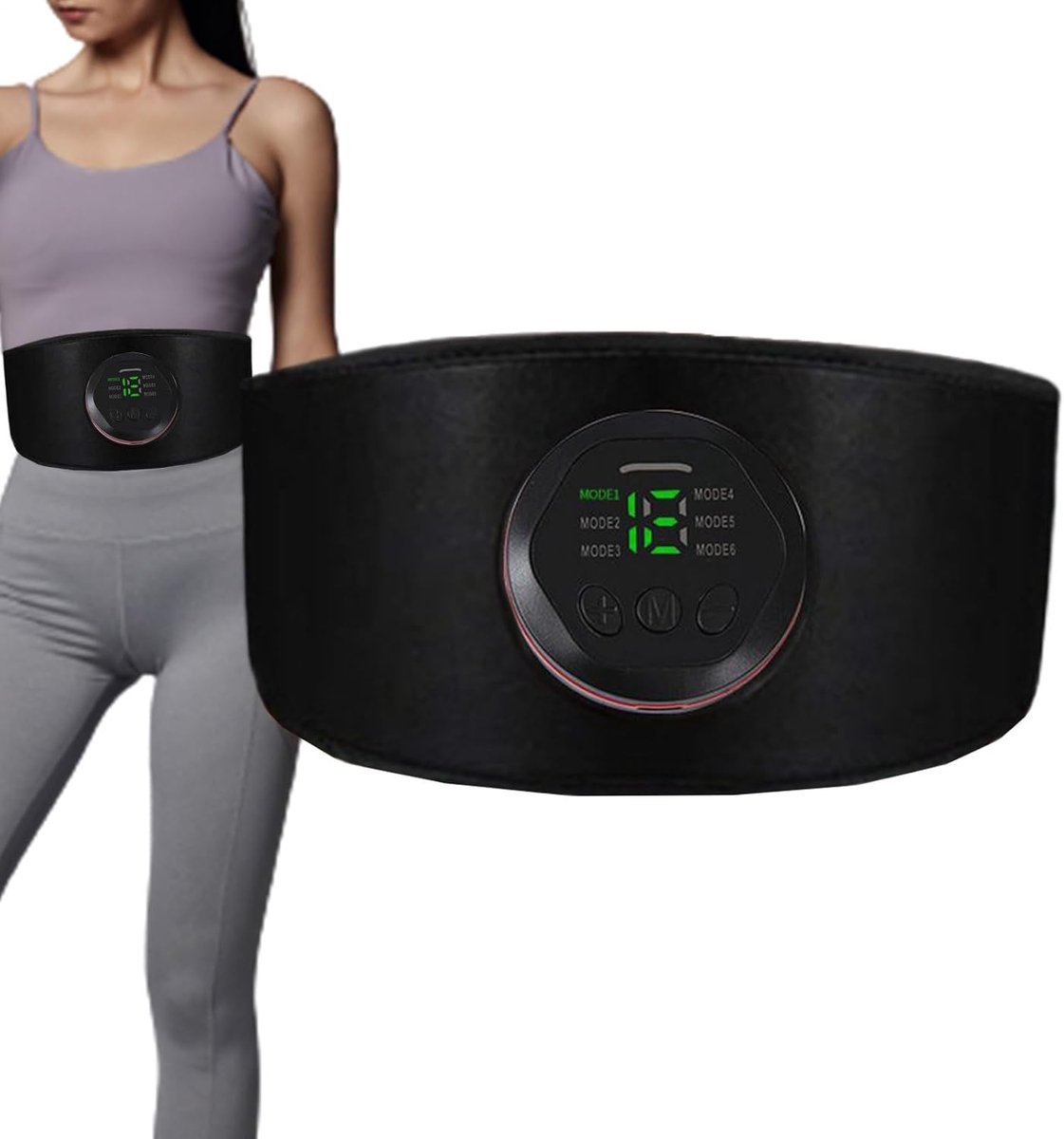 Buikspier Trainingsapparaat - Buikspier Stimulator - Thuis Trainen - 18 Intensiteiten 6 Modes - 1.1m Riem - null