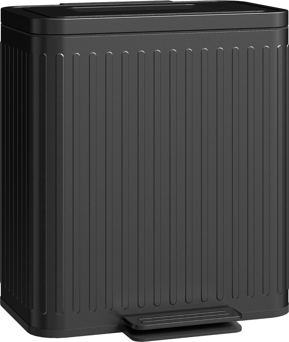 Killogood Keukenafvalbak - 2 compartimenten van 20 liter - efficiënte afvalscheiding - voetbediening - gemaakt van kunststof en metaal - zwart.