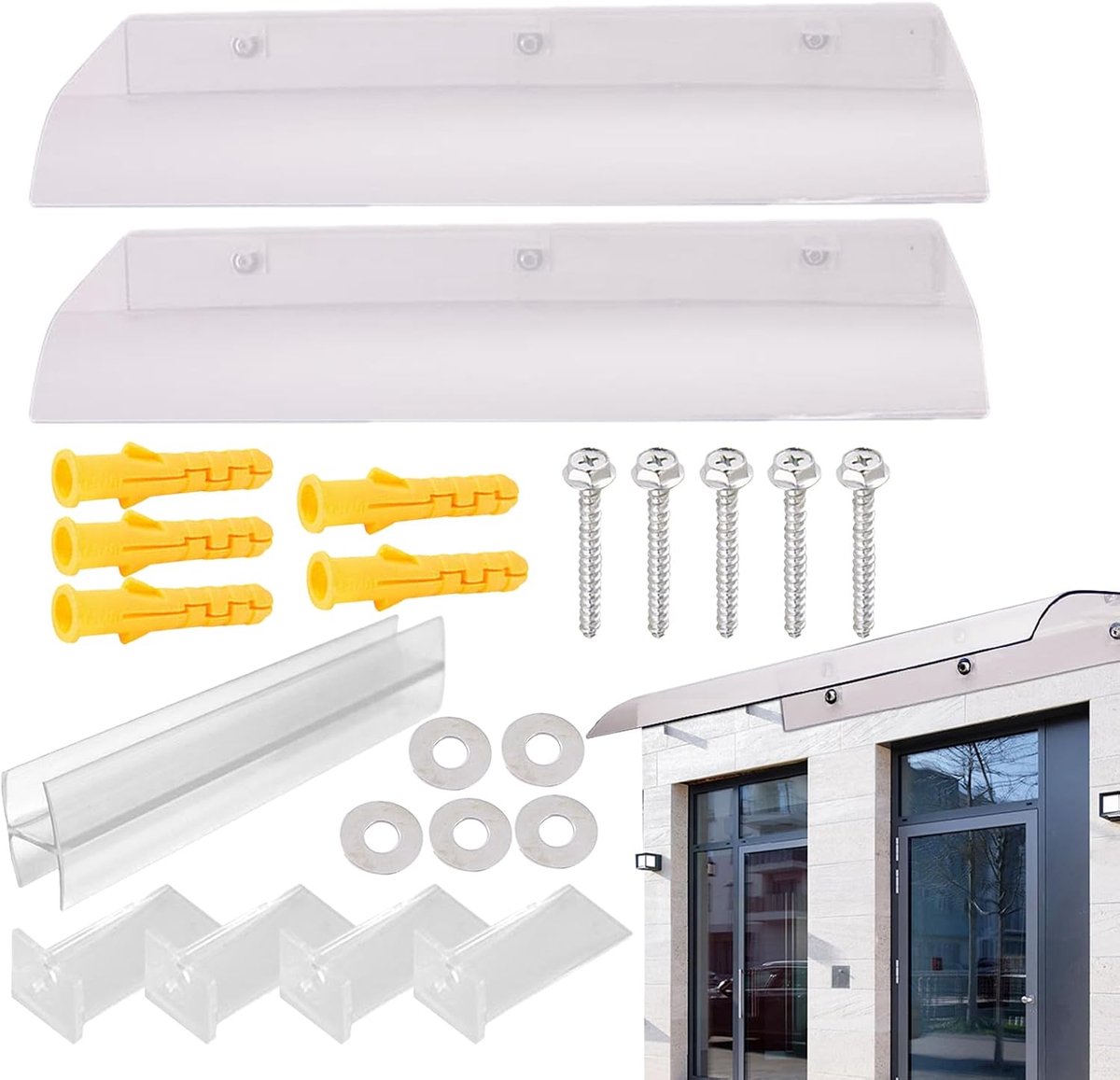 Voordeur Luifel - Regendak Buitendeur - Huis Beschermen - UV-bestendig Polycarbonaat - 40 x 100 cm - Transparant