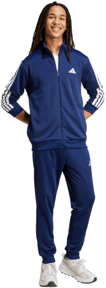 adidas Trainingspak Heren Sportswear Basic 3-Stripes French Terry Donkerblauw