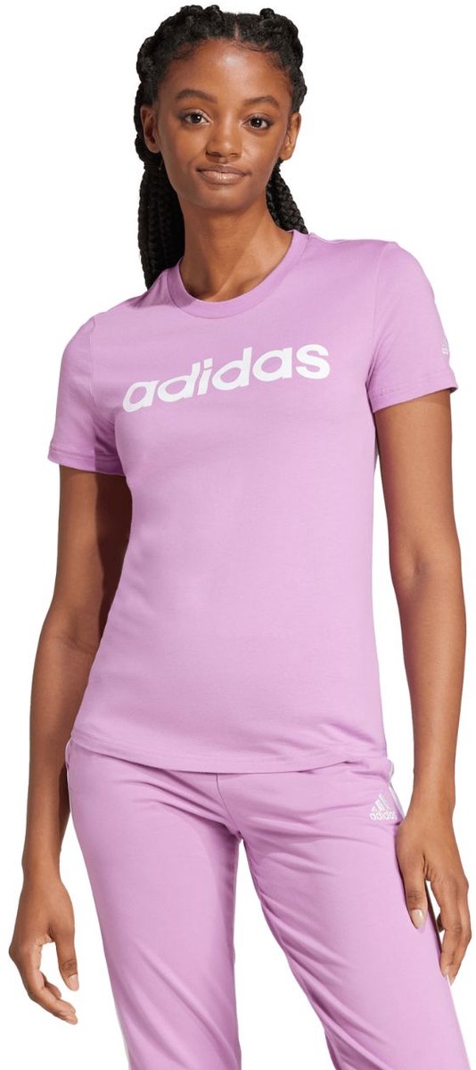 adidas T-shirt Dames Loungewear Essentials Slim Logo Tee Paars