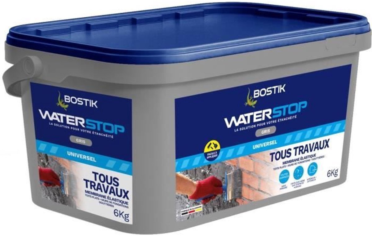 Waterdichtingsmembraan - BOSTIK - Waterstop - Lekreparatie - 6 kg bak - grijs