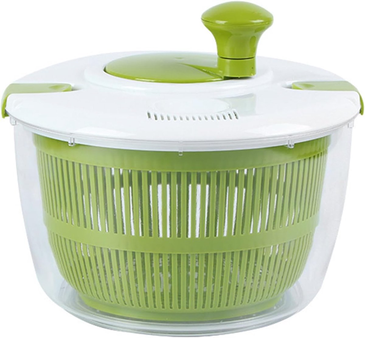 Slacentrifuge - Groente Droger - Snel Salade Drogen - Ergonomisch Zwengelsysteem - 24 x 22 cm - Wit Groen