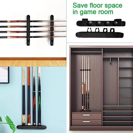 Biljartstokhouder - Keurek - Biljartkamer Organiseren - Stevig Hardhouten Ontwerp - 27cm - Zwart — afbeelding 2
