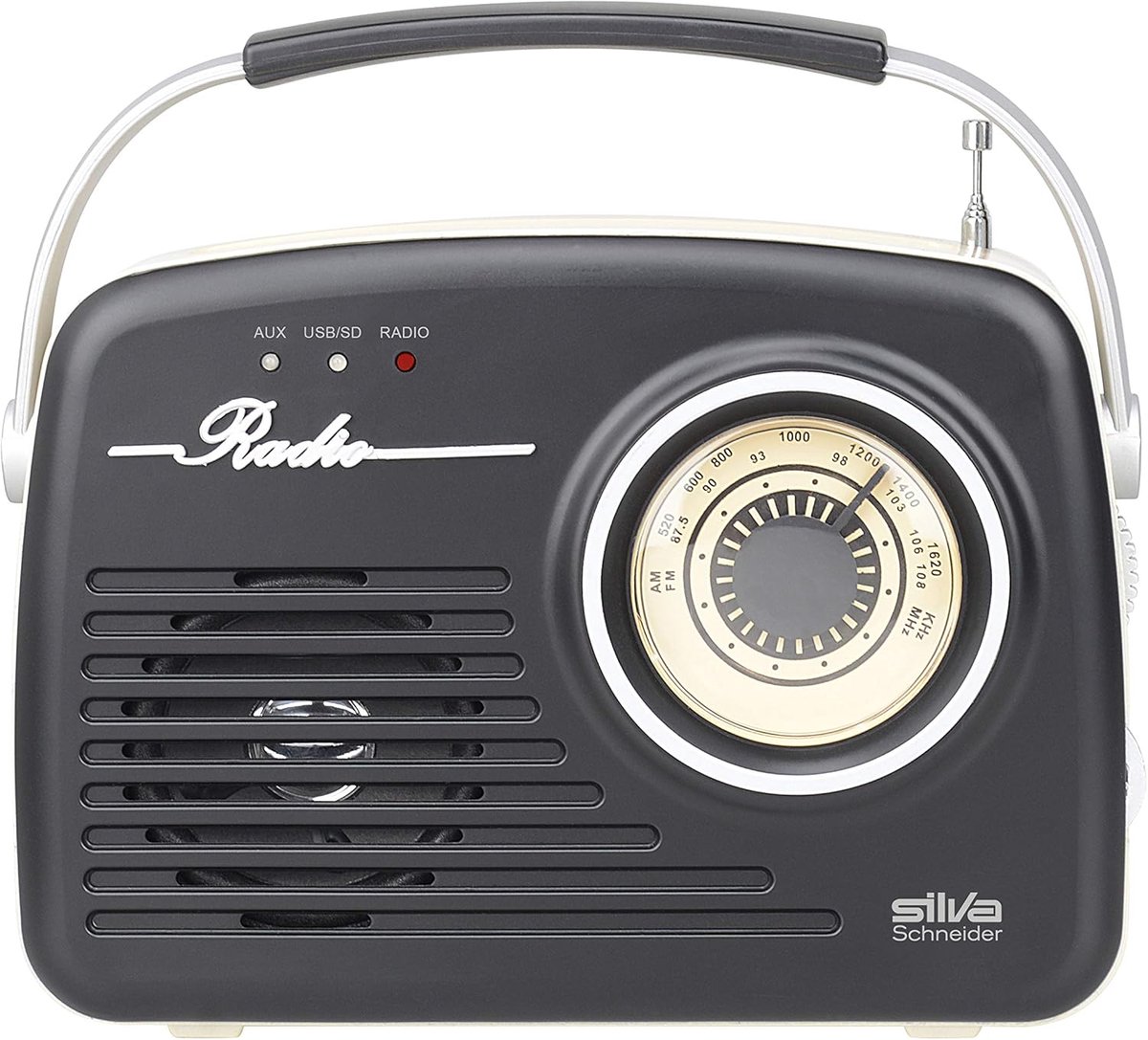 Retro Kofferradio - Draagbare Radio - Muziek Luisteren - Net- of Batterijvoeding - 21 x 65 x 195 cm - Zwart