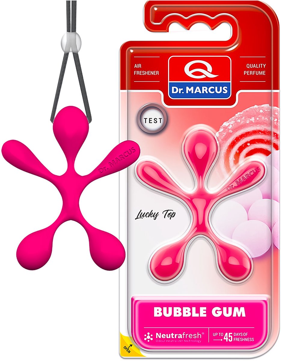 Dr. Marcus Lucky Top Bubble Gum Luchtverfrisser - Neutrafresh Technologie - Langdurige Geurverspreiding - Autogeurtje