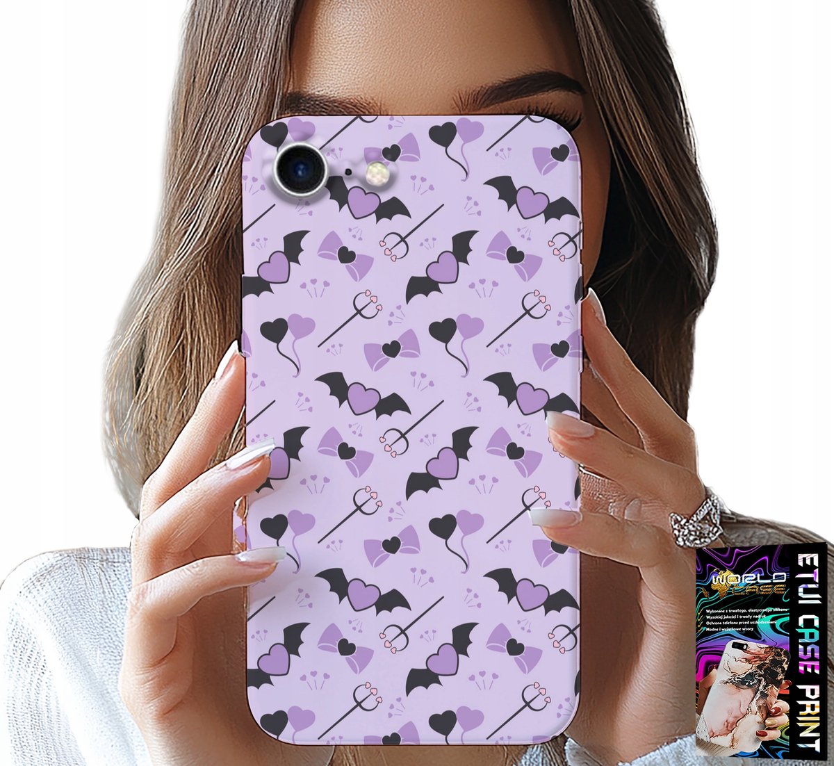 HOESJE VOOR IPHONE SE / SE2 - MODIEUZE PATRONEN: VORK, HARTJES, KOMMEN