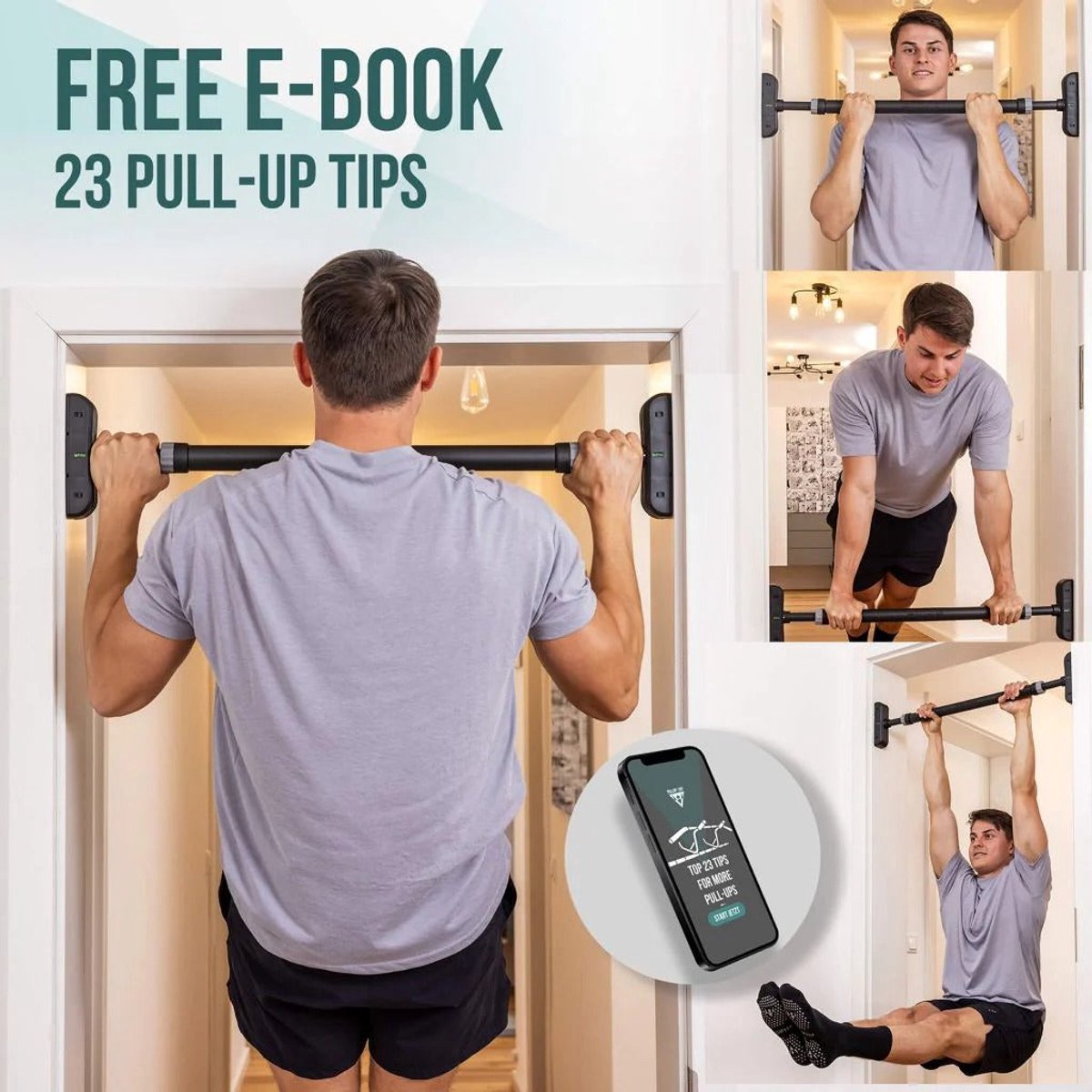 PULLUP & DIP Door - Telescopische Pull-up Stang - Zonder Schroeven - Verstelbaar Design - Antislip Grip thumbnail 5