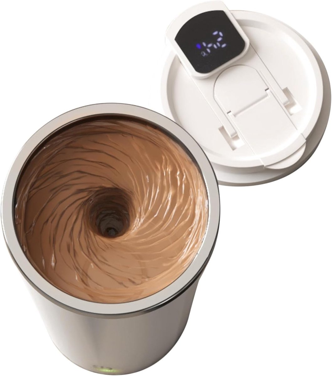 Zelfroerende Beker - Elektrische Mok - Dranken Mengen - Met Temperatuurdisplay - 400ml Inhoud