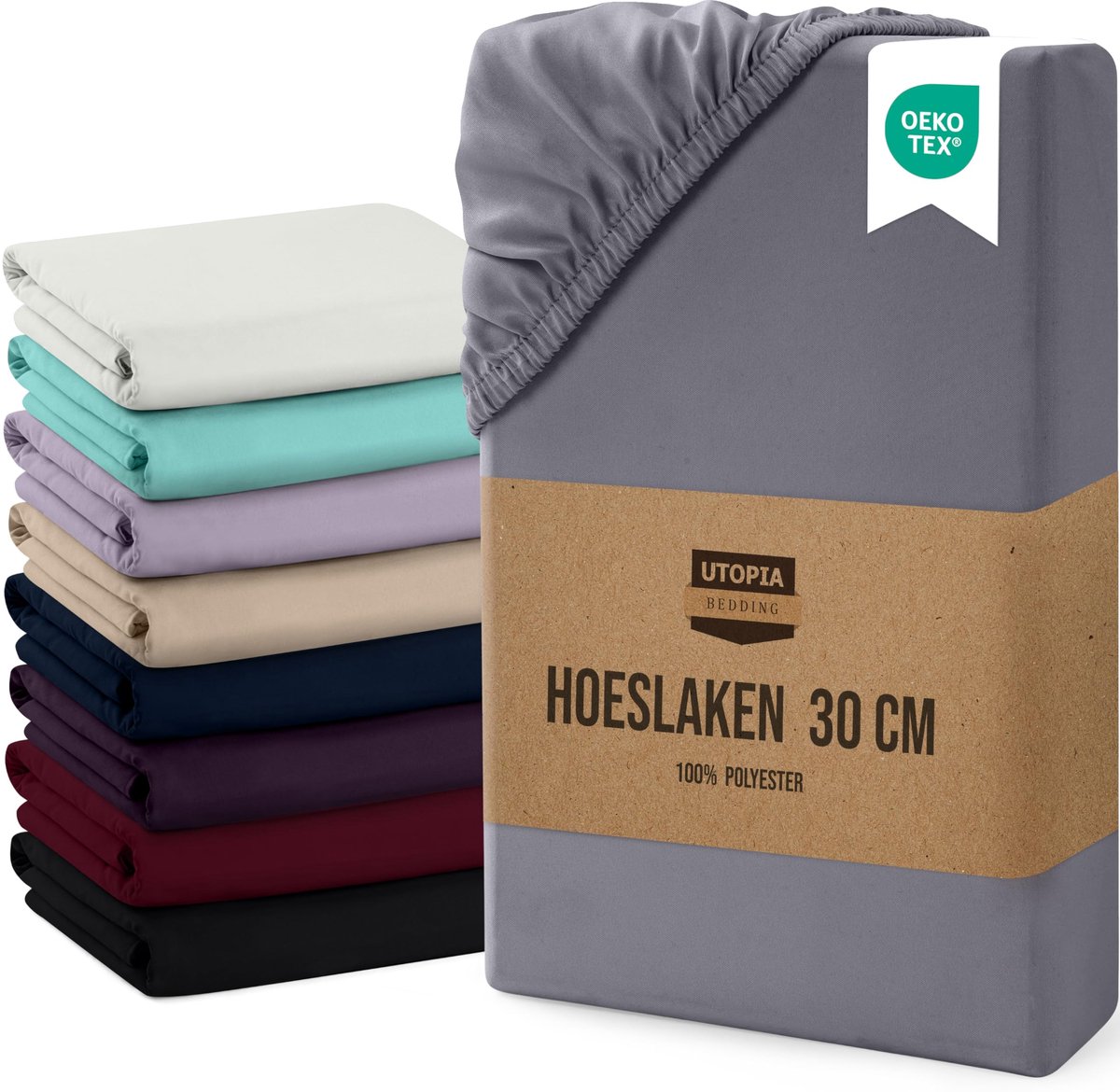 Hoofdkussenhoes - Luxe Microfiber - Geschikt voor Matras Hoogte 30 cm - Grijs