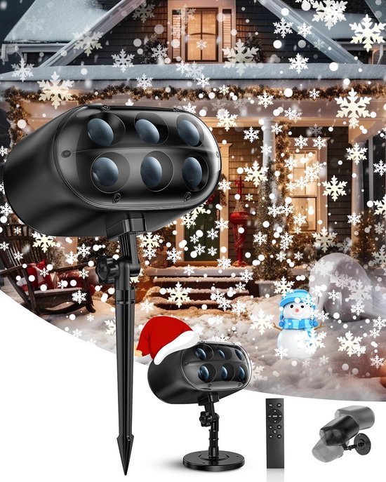 LED Kerstprojector Met Sneeuwvlok-effect – Waterdicht, Bereik Tot 10 Meter, Twee Bevestigingsopties. Maak Je Huis In Een Handomdraai Winterklaar.