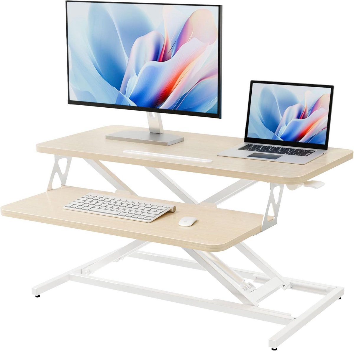 In hoogte Verstelbare Sta-Bureau Converter voor Dubbele Monitoren
