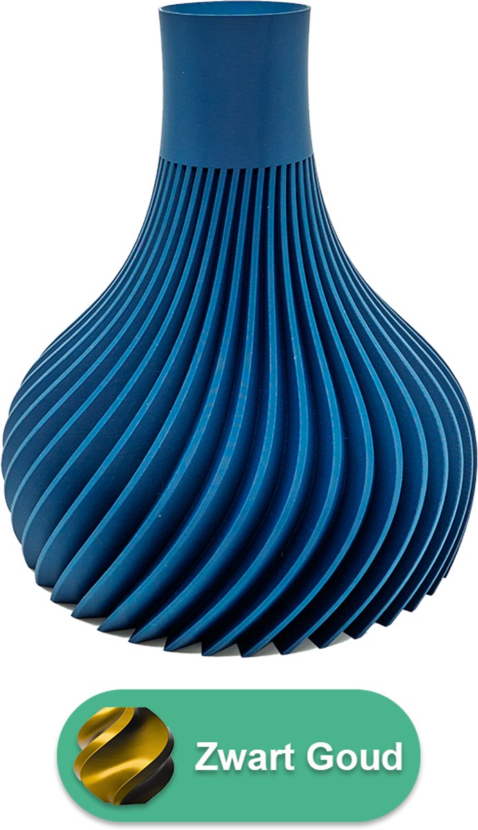 Lovora Virella moderne vaas – Decoratieve vaas - Zwart / Goud - 3d geprinte vaas – geschikt voor droogbloemen - 25CM