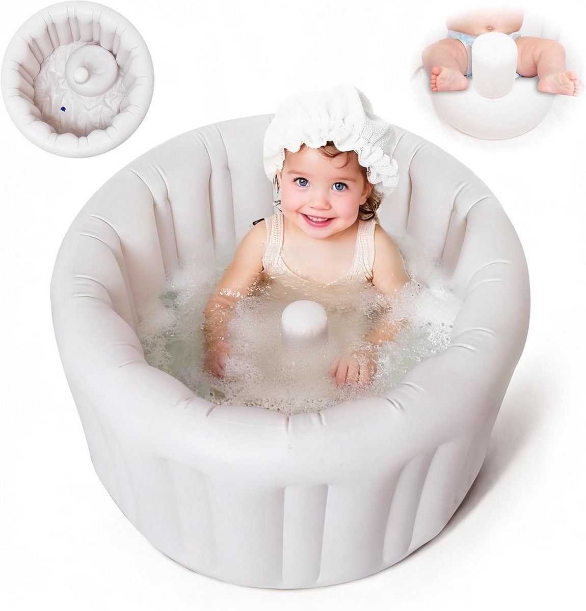 Opblaasbare Baby Badkuip - Peuterbad Draagbaar - Baby Baden - Antislip Dik Kussen - 68 x 68 x 39 cm