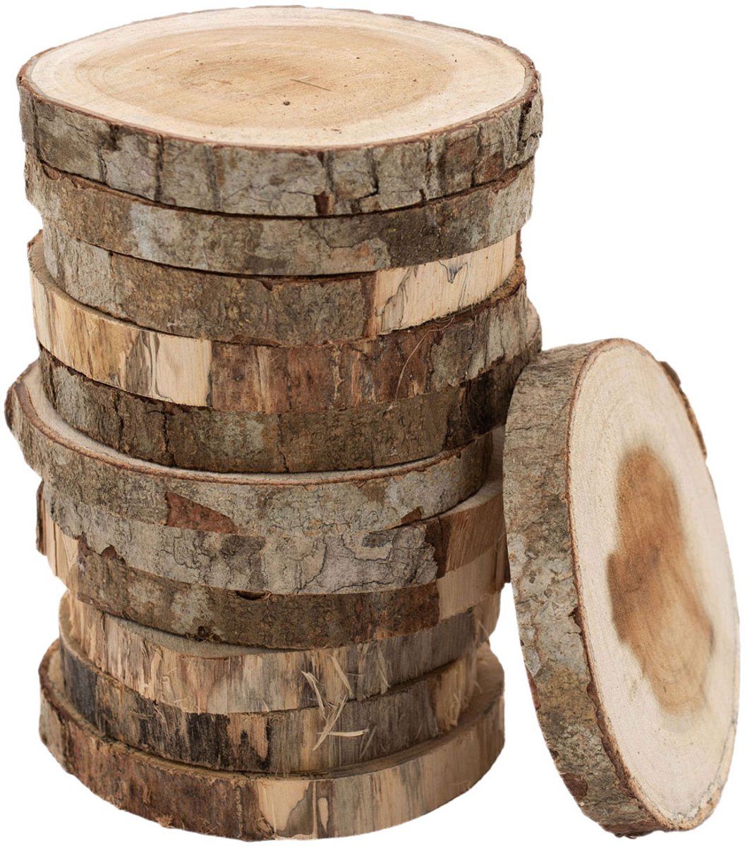 Colorations houten schijfjes knutselset 8-10cm 12 stuks creatief speelgoed. afbeelding