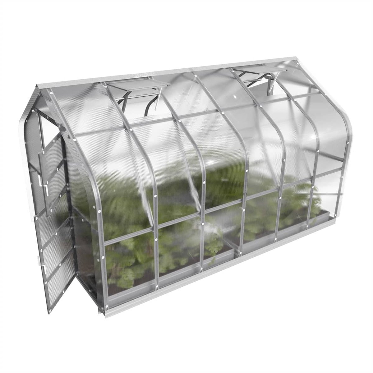 Klasika Polycarbonaat tuinkas 2,5x4m 10m² + 2 automatische dakramen