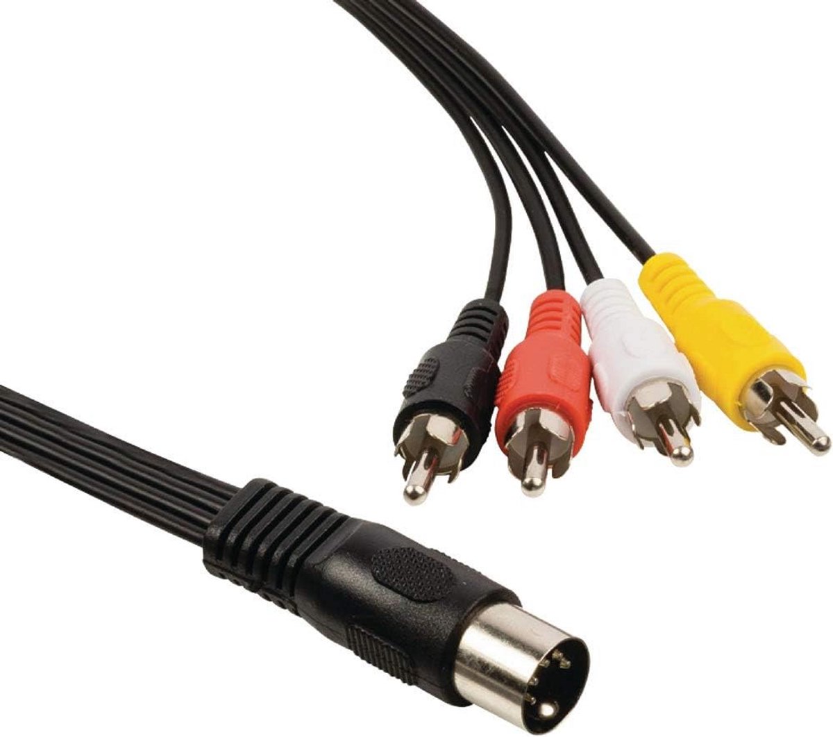 DIN 5-pins naar 4 RCA Phono Kabel 1 Meter