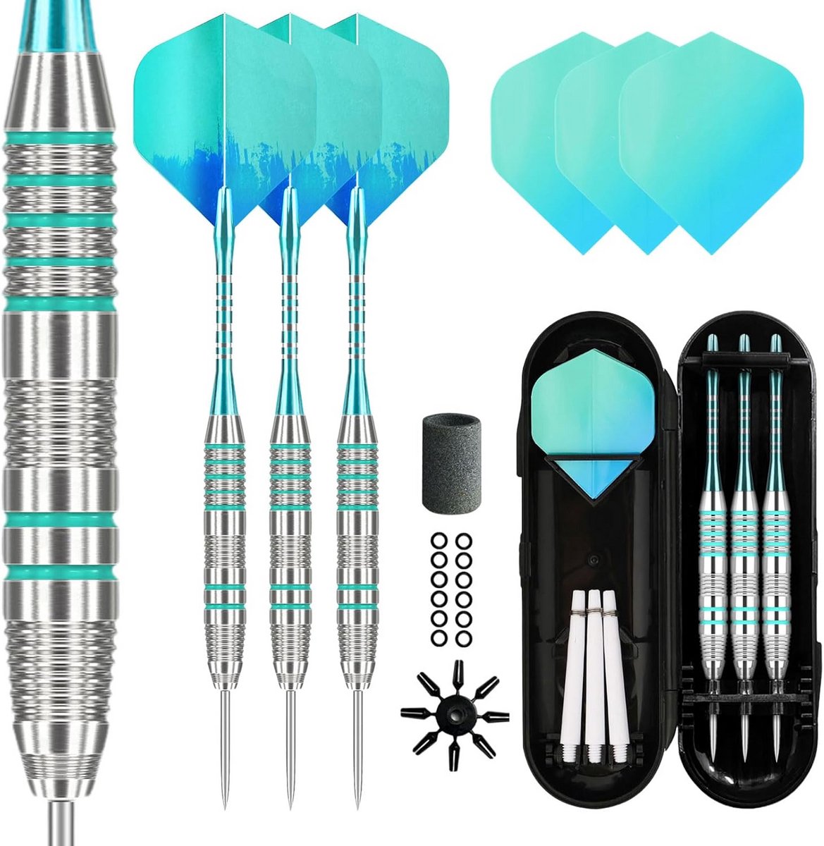 Professionele Stalen Tip Darts Set met Aluminium Schäften & Accessoires voor Beginners en Gevorderden