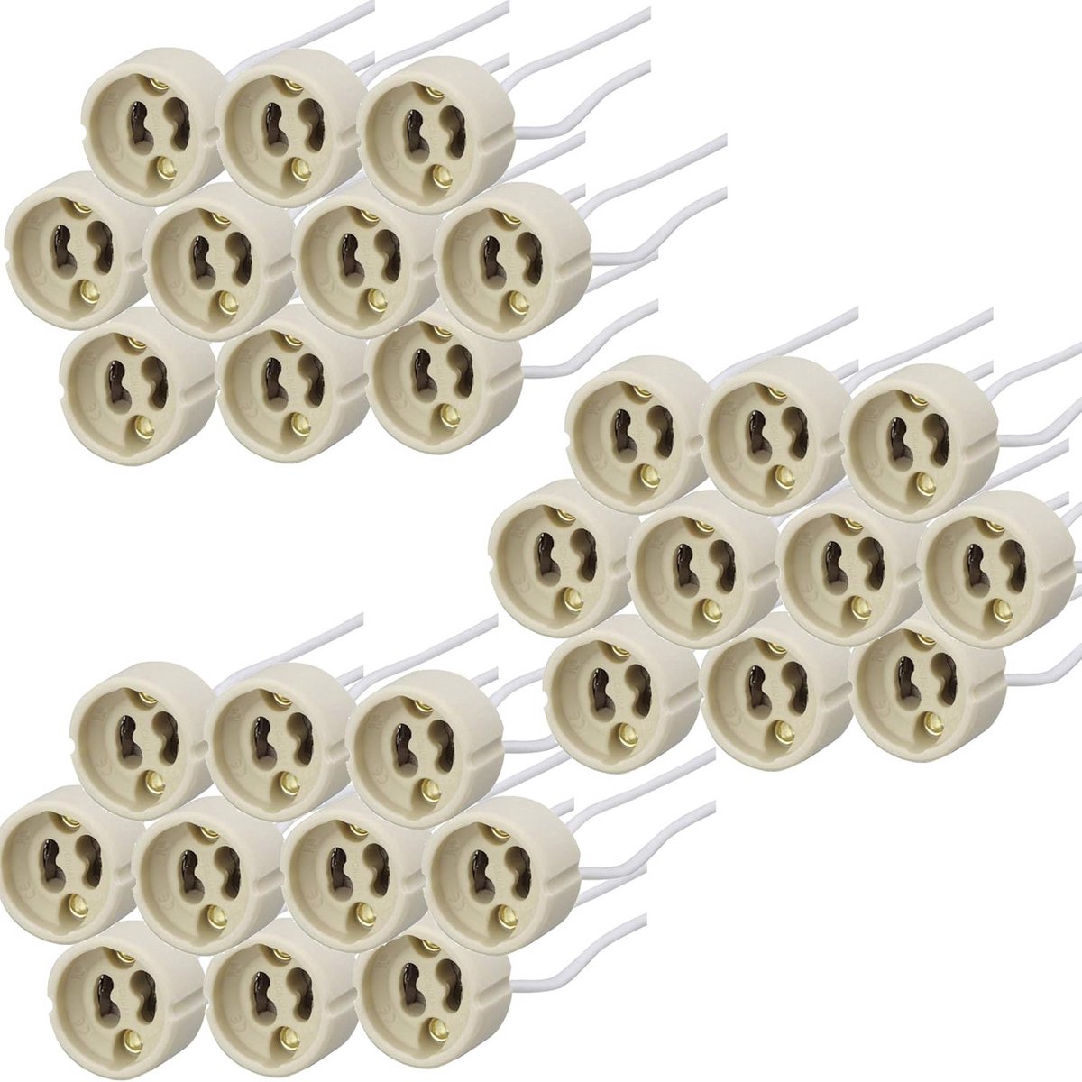 30x GU10 Lampfitting Keramisch met 150mm Siliconenkabel voor Halogeen en LED