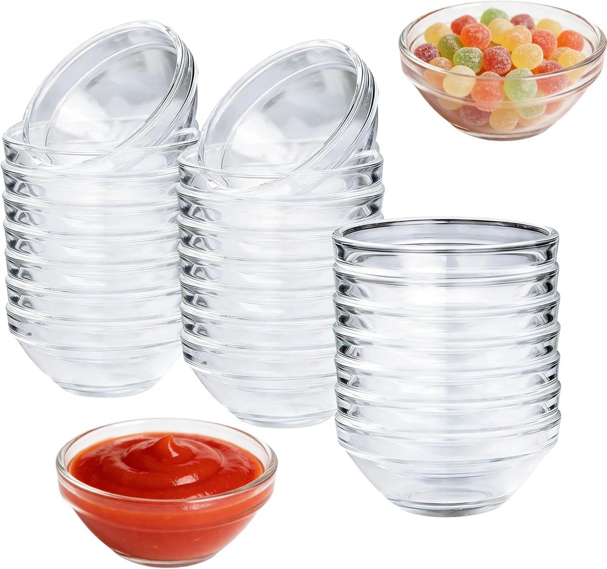 Set van 24 Kleine Schoteltjes voor Dips en Sauzen - Borrelservies