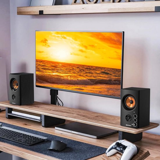 Actieve Boekenplankspeakers met Bluetooth - 50W Hifi Speakers voor Computer, Platenspeler en TV van Merkloos — afbeelding 4