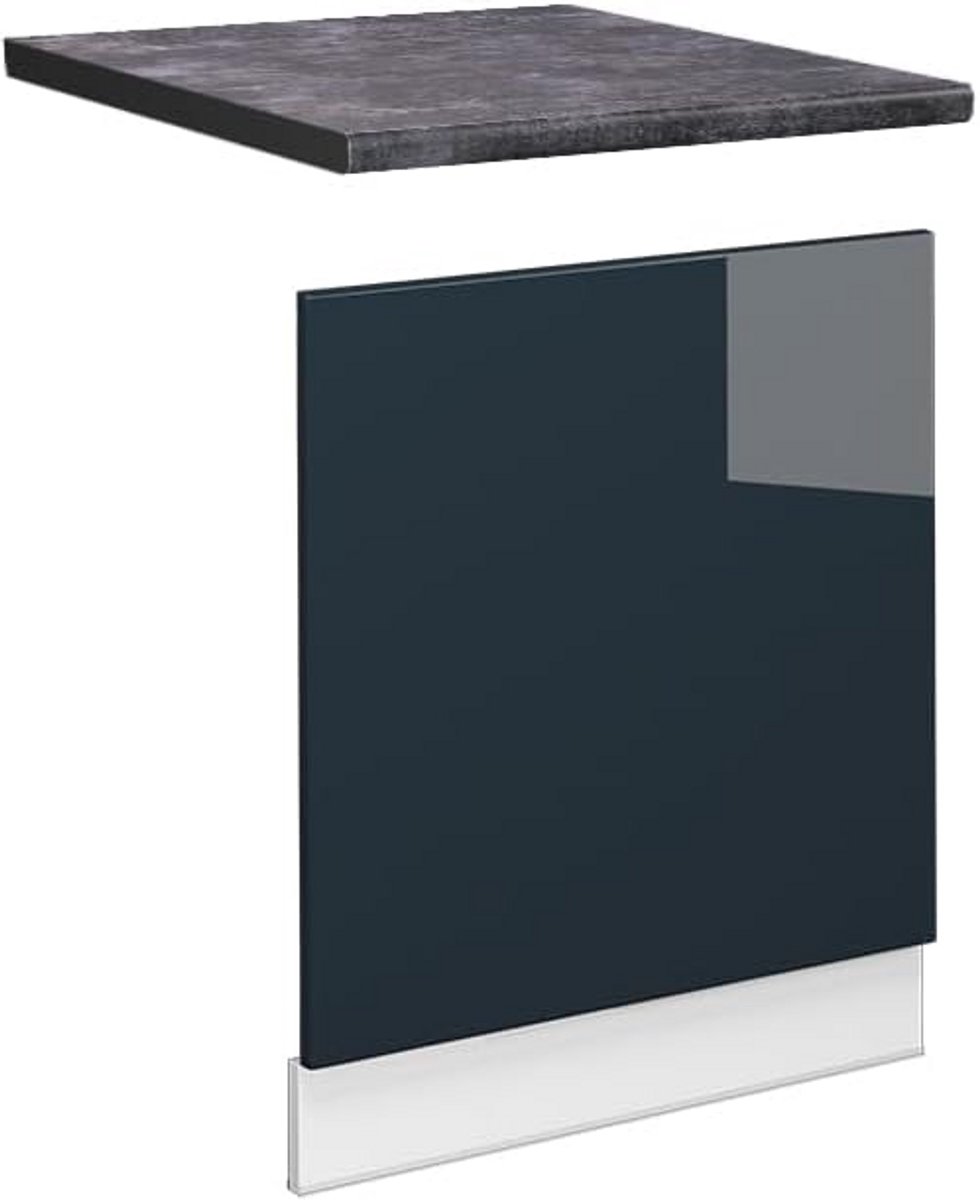 Keukenkast 60 cm Donkerblauw Hoogglans - Onderkast met Laden en Softclose