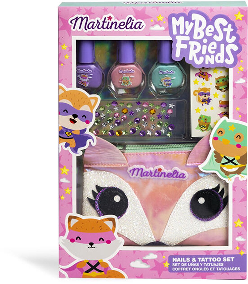 Martinelia Nagelset - Nagelverzorging - Met tas en tatoeages voor kinderen, 1 stuk
