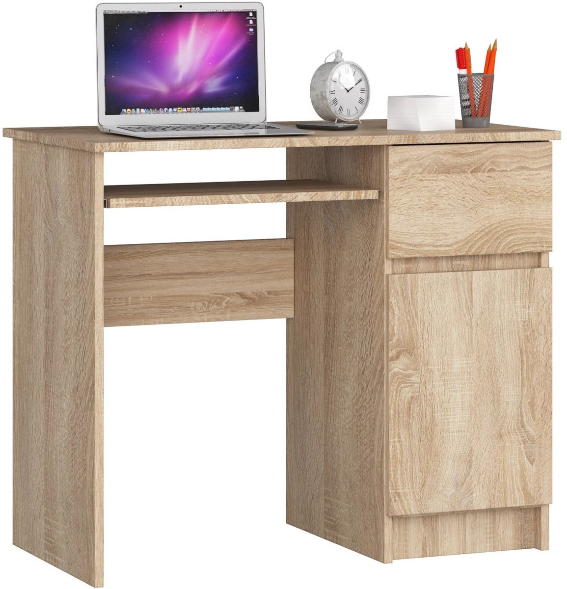 Bureau Rechts PIKSEL / Computerbureau / Computer Tafel / Bureautafel Rechts / Sonoma Eik / 90 x 77 x 50 cm