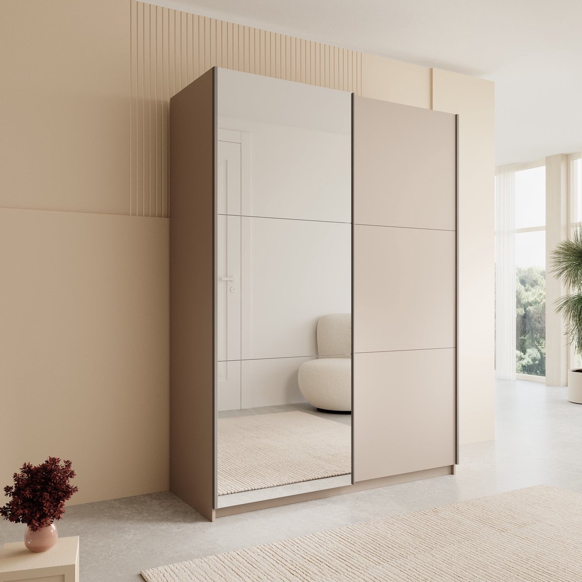 Meubella - Andros - Kledingkast - Beige - 150x58x207 cm