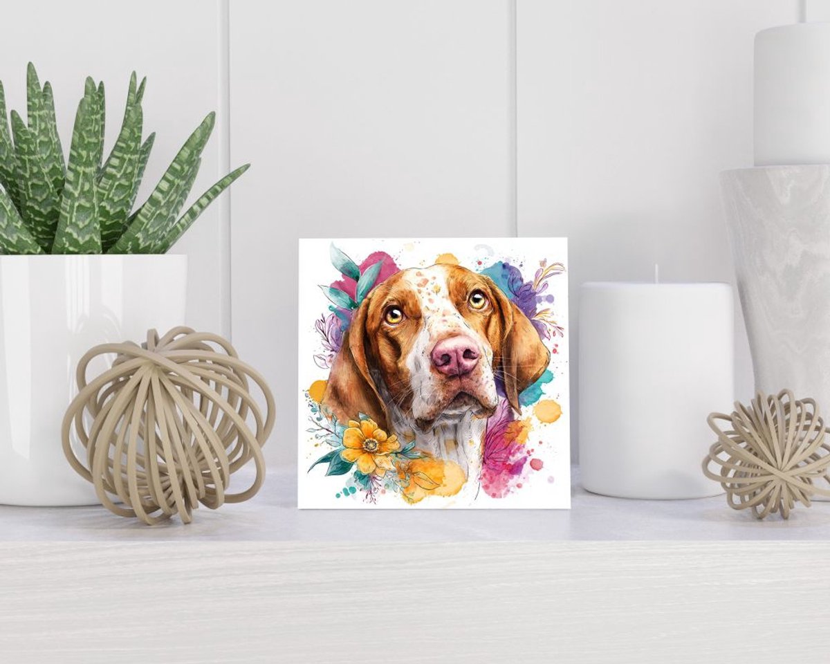 Tegel 15x15 cm met Bracco Italiano cadeau decoratie | tegeltjes met tekst | tegeltjes met spreuken | collega | oma | opa | pensioen | mama | papa | vriend
