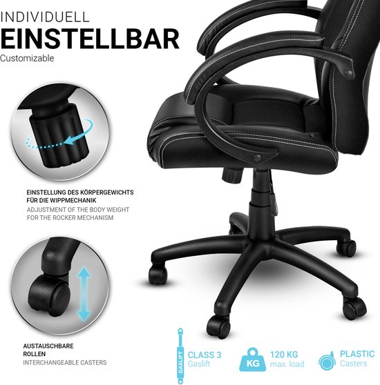 Diablo X-ST4RTER Gamestoel Gaming Stoel Bureaustoel Ergonomisch Stoffen Bekleding 2D Armleuningen Kantelmechanisme (Grijs