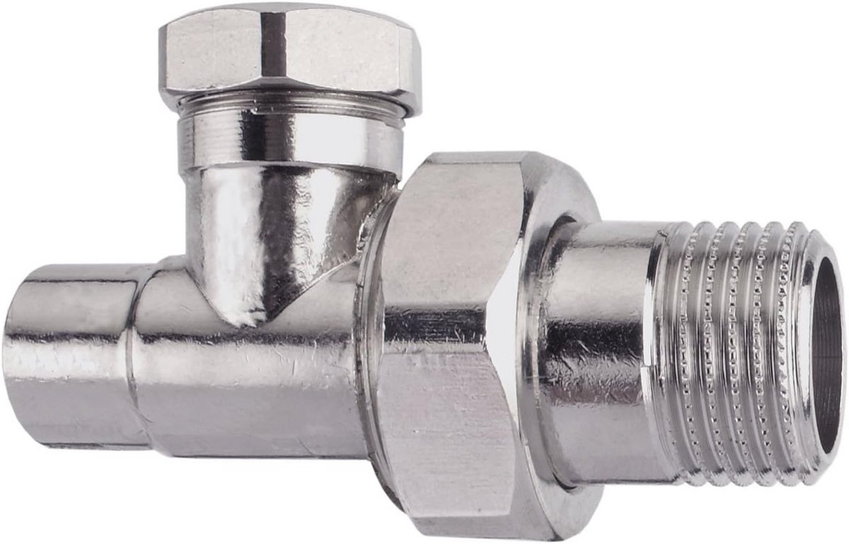 Afsluitbare Radiatorkraan 15mm x 1/2 inch Schroefverbinding Doorgang