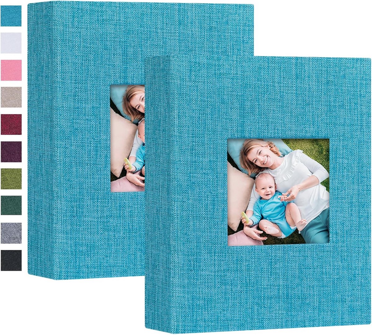 Set van 2 Fotoalbums 10x15 cm Blauw Linnen Hardcover met 52 Pagina's
